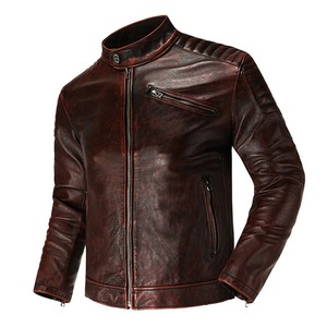 Chaquetas de cuero a granel en stock nueva chaqueta de cuero genuino para hombre chaqueta de caza de piel de vaca Natural primavera otoño ropa para hombre - Product Image 3