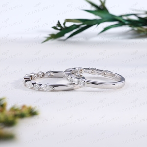 Elegant Bezel Set Eternity <b>Ring</b> White Gold Border <b>Stacking</b> Custom Wedding Jewelry Lab Grown Diamonds Rhodium Plated Ethnic Style - Product Image 4