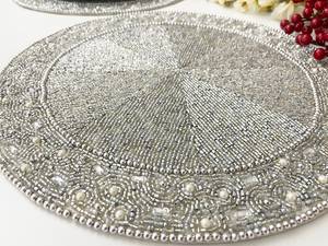 Designer Handmade Beaded Embroidery <b>Placemats</b> Luxury Decorative <b>Table</b> Mats for <b>Dining</b> Room Wedding Reception and Party Decor - Product Image 5