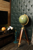 Globo Terráqueo Moderno de Metal/Madera con Soporte de Trípode Resistente para Exhibición Educativa en el Hogar y la Oficina (Tamaño y Logotipo Personalizables)