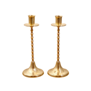 Wholesale Antique Gold <b>Brass</b> Candle <b>Holder</b> Ribbed Tall Taper <b>Candlestick</b> Stands for Christmas Holiday Decoration and Luxury - Product Image 1