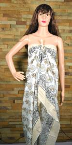 Pareo de algodón hecho a mano con estampado artesanal, falda cruzada para la playa, estilo bohemio indio, ropa de verano. - Product Image 4