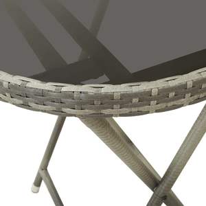 Ensemble bistrot 100 % polyester gris en polyrotin et acier avec plateau en verre pour jardin - Catégorie de produits : Ensembles de jardin - Product Image 5