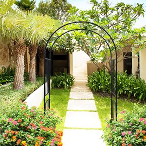 Arche de jardin en métal noir L42.24FT X L17.52FT X H85.82FT, support pour plantes grimpantes, treillis pour roses, clôture/porte extérieure - Product Image 3
