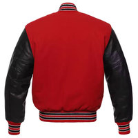 Veste de baseball rouge pour homme avec manches en cuir noir, boutonnée devant, style bomber décontracté, pour l'automne