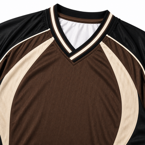 Maillot de football unisexe marron et noir, manches courtes, col rond, en polyester anti-humidité, coupe régulière, anti-UV, personnalisable pour toutes les équipes - Product Image 5