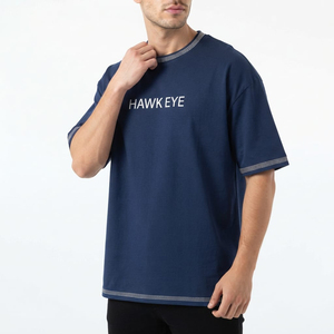 T-shirts de luxe en strass pour hommes, tissu en coton de bonne qualité, confortables, streetwear décontracté, tendance, bleu marine - Product Image 1