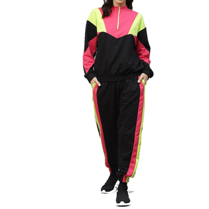 Women's Color Blocking Tracksuit Set Full Sleeve Half-<b>Zip</b> Regular Fit Sporty Style Winter Wear Side Pockets Anti-Pilling <b>Hooded</b> - Product Image 1