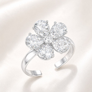 925 Silver Flower Daily Zircon Floral <b>Fine</b> <b>Ring</b> for Women - Product Image 1