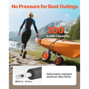200 Lbs Load Capacity <b>Foldable</b> Kayak <b>Cart</b> 10 Inch Solid Rubber Tires 1 Ratchet Strap for Paddle Board Tro for Hand <b>Carts</b> - Product Image 2