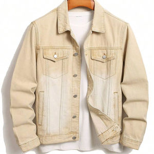 Veste en jean longue extensible sur mesure pour homme, veste en jean en coton bleu, veste en jean unie pour l'hiver, veste en jean grande taille pour homme - Product Image 1