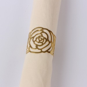 Rose Flower Napkin Ring Holder Decorative Metal Napkin Buckle for <b>Dining</b> <b>Table</b> Wedding Hotel Banquet Bulk Supply - Product Image 1