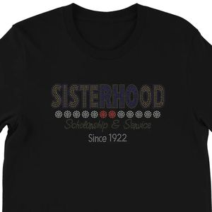 T-shirt unisexe Sigma Gamma Rho Bling avec strass et motif graphique, manches courtes, en coton scintillant, style décontracté streetwear, Sororité grecque - Product Image 2