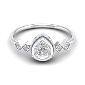 แหวนหมั้นเงินแท้ 925 REYES ปรับแต่งได้ ดีไซน์หยดน้ำทันสมัย ประดับเพชรโมอิสซาไนต์ทรงรัศมี สำหรับผู้หญิง - Product Image 5
