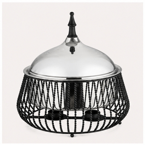 Luxury Arabic Design Stainless Steel Food Warmer Casserole with <b>Black</b> Wire Mesh Stand Hot Pot For Hotel Buffet Catering Server - Product Image 3