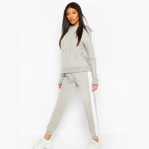 Ensemble survêtement pour femmes grande taille, sweat-shirt à capuche uni, pantalon long décontracté, coupe ample, 100% coton, vêtements d'automne - Product Image 4