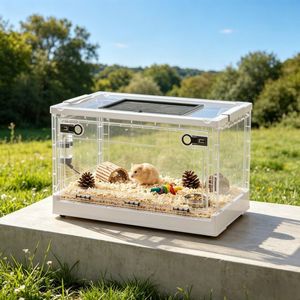 Gabbia per Animali Domestici di Piccola e Media Taglia in Stile Moderno per Allevamento, Uso Interno ed Esterno, in Acciaio, Vetro e Materiale PP con Motivo Animale - Product Image 3