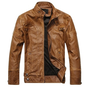 Men's Coated Woven Stand Collar Slim Fit Autumn Casual Genuine Leather Breathable Hooded <b>Jacket</b> <b>Zip</b> Closure Vintage Style DDP - Product Image 1