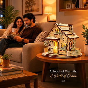 Floral House Wooden Candle Holder | Laser Cut Decorative Cottage <b>Tealight</b> <b>Lantern</b> for Home Decor Living Room Bedroom Decoration - Product Image 2