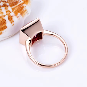 Custom Design pink square Women Engagement Wedding 925 Sterling Silver 14K Gold Moissanite <b>Ring</b> - Product Image 3