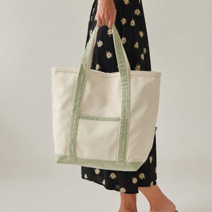 Bolsa de Lona de Gran Capacidad con Asa para el Hombro, Rayas Verde Salvia, Bolsa de Compras Diaria - Product Image 5