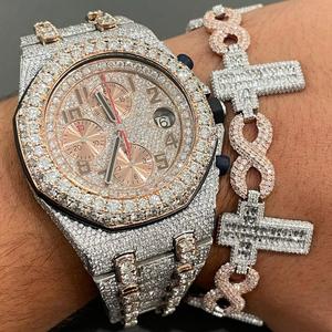 Reloj de Lujo con Cristales de Cuarzo Cuadrados para Hombre, Resistente al Agua, Correa de Acero Inoxidable de Alta Calidad, Estilo Iced - Product Image 1