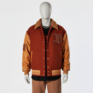 Blouson universitaire de baseball personnalisé en chenille brodée avec patchs, manches en cuir de mouton, 100 % laine, collection Hiver 2023, vente en gros - Product Image 3