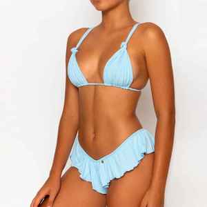 Conjunto de Bikini con Degradado Pastel, Efecto Ombre, Traje de Baño de Dos Piezas en Colores Suaves para Vacaciones Relajantes en la Playa - Product Image 4