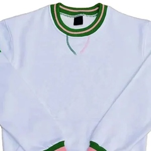 Sudadera blanca de cuello redondo para mujer con rayas verdes y rosas, manga larga, informal, de punto, para otoño - Product Image 2