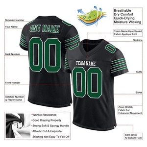 Maillot de football personnalisé, uniforme de football de qualité supérieure | Fabricant EM&ODM – Ballon de football authentique personnalisé en maille noire, vert-herbe et blanc - Product Image 2