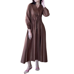 Nuevo Diseño, Vestidos Casuales Transpirables para Mujer, Cuello en V, Color Sólido, Tallas Grandes, Logotipo y Colores Personalizables - Product Image 3