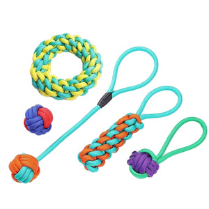 Juego de 5 Juguetes de Cuerda de Algodón Resistentes para Perros, Lavables y con Color Personalizado, para Perros de Todas las Razas - Product Image 1