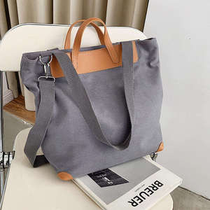 Ngcai Bai Eco-friendly Fashion <b>Canvas</b> <b>Tote</b> Bag Large Size Geometric Pattern Top Handle Shoulder Strap Daily Use Gift - Product Image 3
