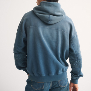 เสื้อฮู้ดดี้วินเทจสำหรับผู้ชาย แบบซักพิเศษ เป็นมิตรกับสิ่งแวดล้อม แขนเสื้อถักโครเชต์ ดีไซน์กระเป๋า |   เสื้อพูลโอเวอร์ผ้าฝ้ายฟลีซเนื้อหนา - Product Image 2