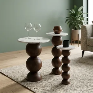 Modern <b>Marble</b> Top Wooden <b>Nesting</b> Coffee <b>Tables</b> Minimalist Living Room Furniture Solid Wood Design - Product Image 5