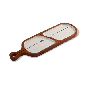Rectangle Wooden Handmade Eco-Friendly Serving <b>Plate</b> with Two <b>Compartments</b> Minimalist Design Durable Dishware for Wedding - Product Image 4