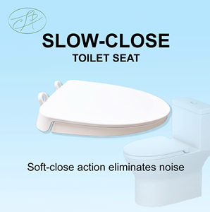 Abattant de toilettes moderne allongé à face fermée pour adulte avec fonction de fermeture en douce en plastique PP pour salle de bain, couleur personnalisée, OEM - Product Image 2