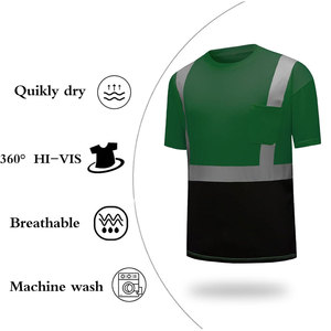 เสื้อยืดโพลีเอสเตอร์สะท้อนแสง ระบายอากาศได้ดี ได้รับการรับรองมาตรฐาน CIQ แห้งเร็ว แขนสั้น แขนยาว สำหรับงานอุตสาหกรรม 男女 คลาส 2 - Product Image 2