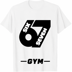 เสื้อยืดเปล่าแบบกำหนดเอง 67 ตัว สำหรับผู้ชาย ขายส่ง เสื้อยืดแขนสั้นสีดำ พิมพ์ลายหมายเลข 6&7 สำหรับขายปลีก - Product Image 1