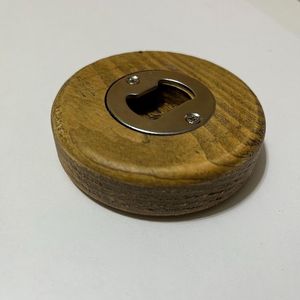 Custom Logo Engraved Blank Magnetic Round Wood Bottle <b>Opener</b> Magnet Wooden Bottle <b>Opener</b> With Magnet - Product Image 2