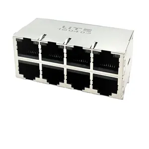 Porta 2X4 fêmea RJ45 com transformador blindado Cat5E 8P8C conector para computador do interruptor do servidor do router do conversor