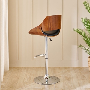 Charles Black PU Leather <b>Adjustable</b> Bar <b>Stool</b> Metal Base Modern Contemporary Design Cushioned Seat for Apartment Counter <b>Height</b> - Product Image 3
