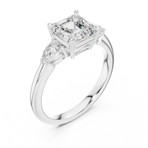 Anillo Premium con Diamantes Cultivados en Laboratorio de Corte Asscher y Pera Brillantes, Oro Blanco de 14K, Joyería Certificada GRA a un Precio Razonable - Product Image 5