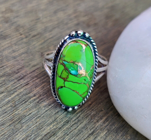 Green Copper <b>Turquoise</b> 925 Sterling Silver Handmade <b>Ring</b> Natural Gemstone Jewelry <b>Ring</b> - Product Image 2