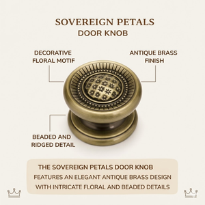 ลูกบิดประตูทองเหลืองแท้คุณภาพพรีเมียม แบบโบราณ |   มือจับประตูหลักแบบคลาสสิกวินเทจสำหรับทางเข้าบ้านและอุปกรณ์ฮาร์ดแวร์บ้าน - Product Image 3