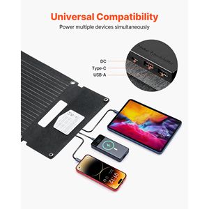 Caricatore Solare USB Pieghevole Ultra-Leggero da 30W, Pannello Monocristallino Tipo N 16BB, Efficienza 24%, Opzioni di Potenza Portatile 40W 20W - Product Image 3