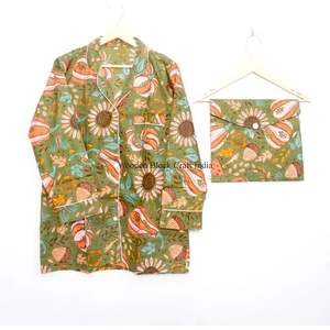 Conjunto de Pijama de 2 Piezas para Mujer, Hecho a Mano, de Lujo, Vintage, Romántico, Clásico, Floral, Otoñal, 100% Algodón, Suave y Liso, Ropa de Dormir - Product Image 2