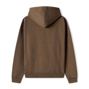Sweat à capuche zippé marron personnalisé 100 % coton OEM, molleton épais et surdimensionné, décontracté pour homme - Product Image 2
