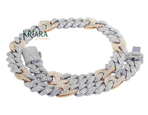 S925 Silver 18K Gold Plated Lab Grown Diamond Link Chain <b>Statement</b> <b>Necklace</b> Hiphop Style Men's Wedding Anniversary Gift Everyday - Product Image 1
