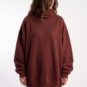 Sudadera Oversize de Cuello Alto para Mujer, Lisa, con Bordado Chenille Personalizado, de Algodón Polar, Cortavientos, OEM ODM - Product Image 1